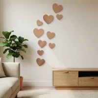 Birch Plywood Wood Wall Decoration - Hearts (10 pieces)