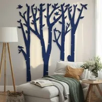 Plywood Wall Decor – Birch Forest with Birds, 120×140 cm
