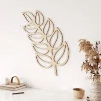 Blad wanddecoratie van berken multiplex – botanische laserdecoratie, 60 x 34 cm