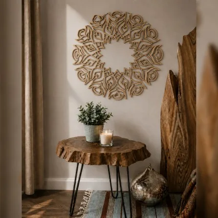 Wall Mandala Line Art Plywood Panel