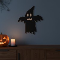 Flying Ghost Wall Decor – Halloween Silhouette with Spreading Wings – Birch Plywood