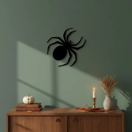 Black Spider Wall Decor – Halloween Silhouette – Birch Plywood