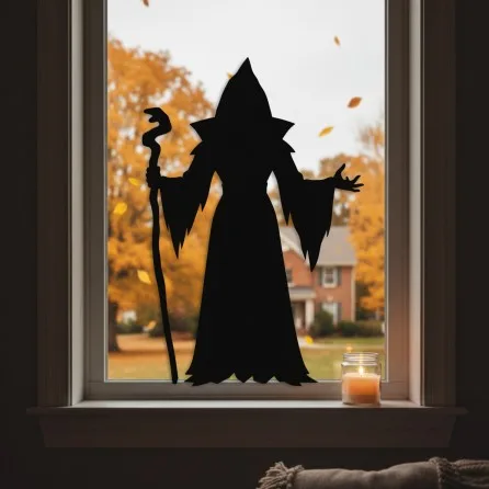 Evil Warlock Wall Decor – Sorcerer with Serpent Staff – Birch Plywood