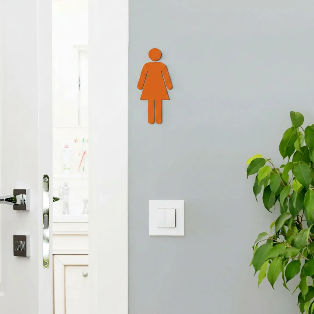 Birch Plywood Restroom Sign — WC Pictogram