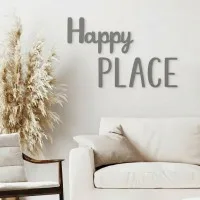 Houten woorden „Happy Place” van berkenmultiplex – wanddecoratie