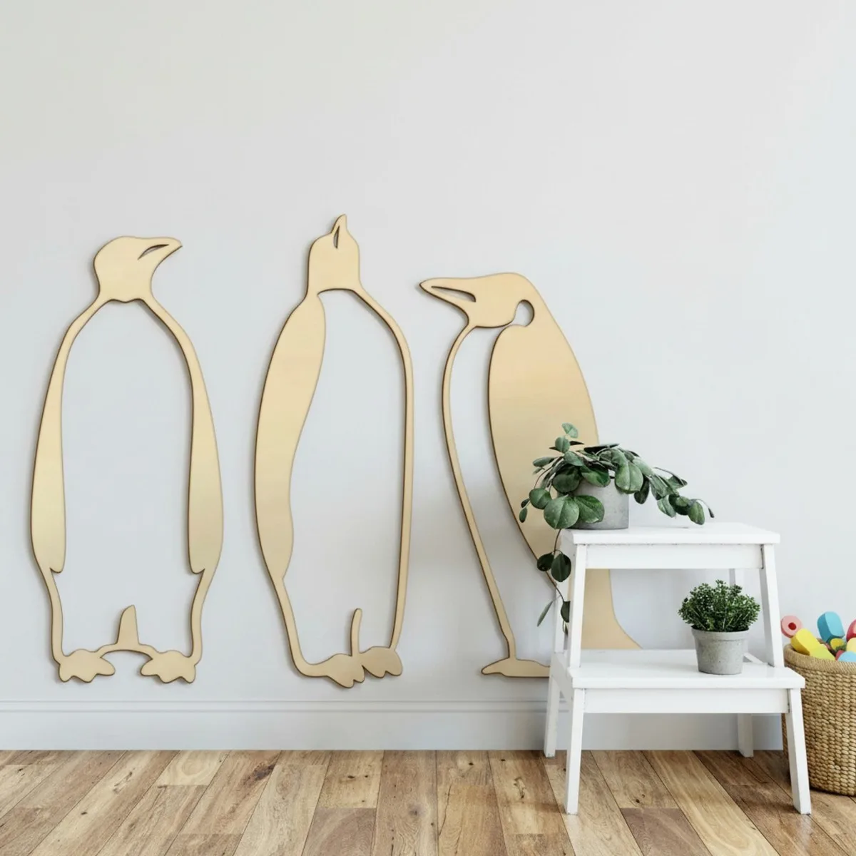 Houten decoratie - Pinguïn (3 stuks) - Berken multiplex