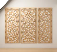 Triptych of Carved Wooden Decorative Panels