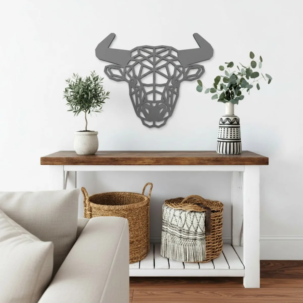 Wooden Origami Bull - Birch Plywood Wall Decor