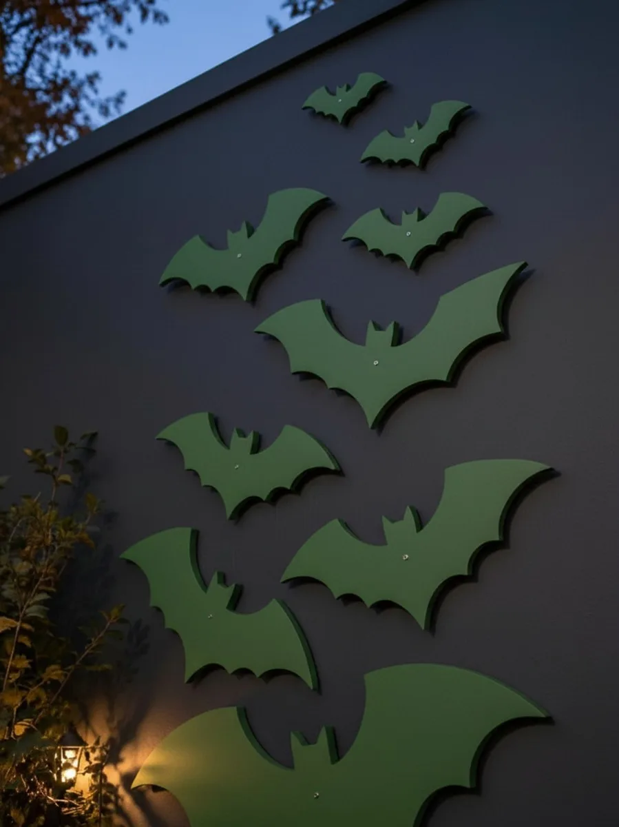 Halloween Bats Wall Decor Set – 10 Plywood Bats 15–60 cm