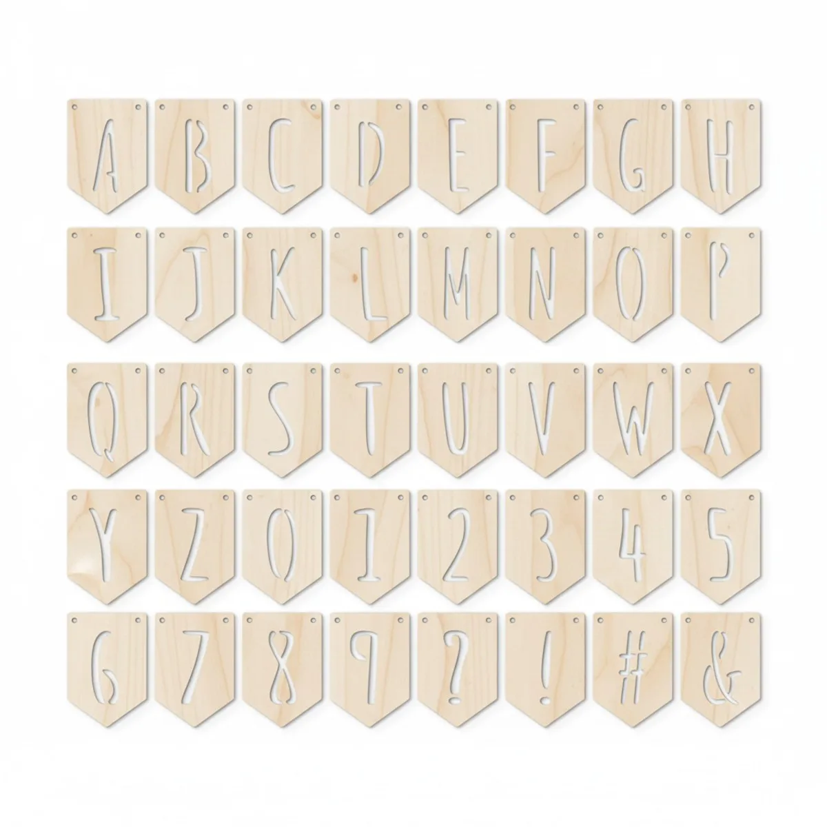 Plywood Letter Pennant – Alphabet Garland, Custom Word