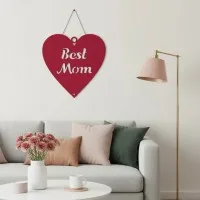 Déco murale en contreplaqué « Best Mom » en forme de cœur