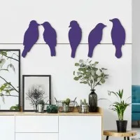 Wanddeko „Vogelfamilie“ – Birkenfurniersperrholz (5-teilig)