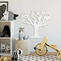 Déco murale en contreplaqué – Arbre aux deux chouettes