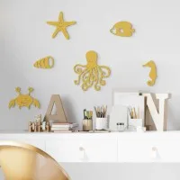 Wooden Marine Animal Decor (6 pieces) - Birch Plywood - 50x30 cm