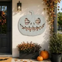 Halloween Kürbis Wandbild – Gruselige Jack-o'-Lantern Silhouette