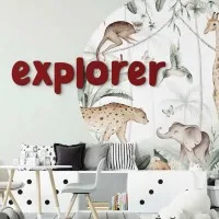 Houten woord „Explorer” van berkenmultiplex – decoratieve letters