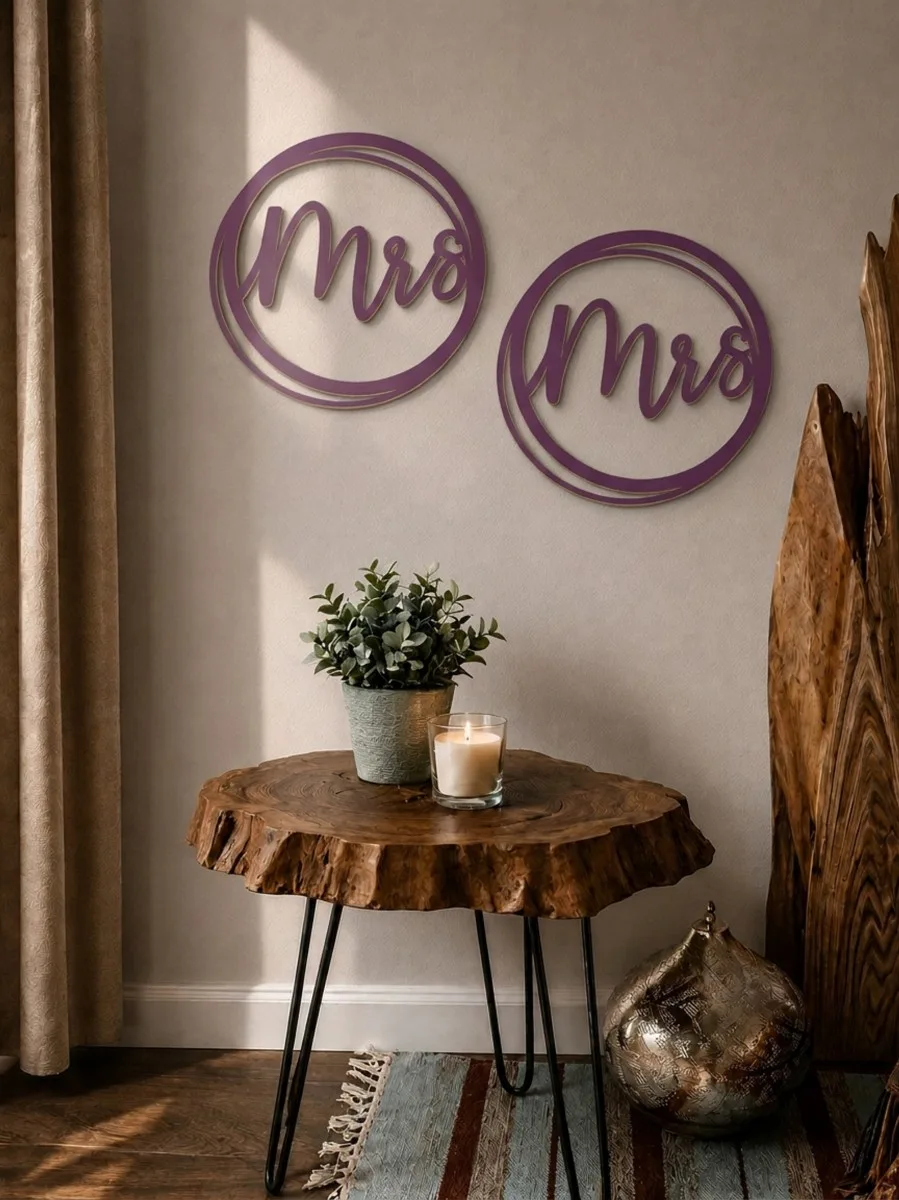 Plywood Wood Decoration Mrs and Mrs