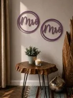 Plywood Wood Decoration Mrs and Mrs