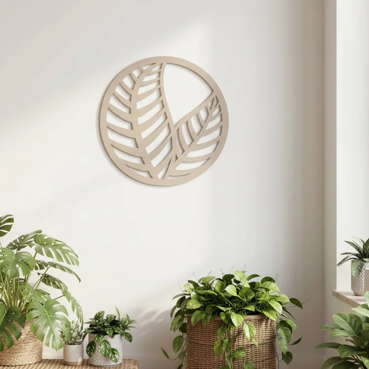 Décoration en bois contreplaqué feuilles en cercle