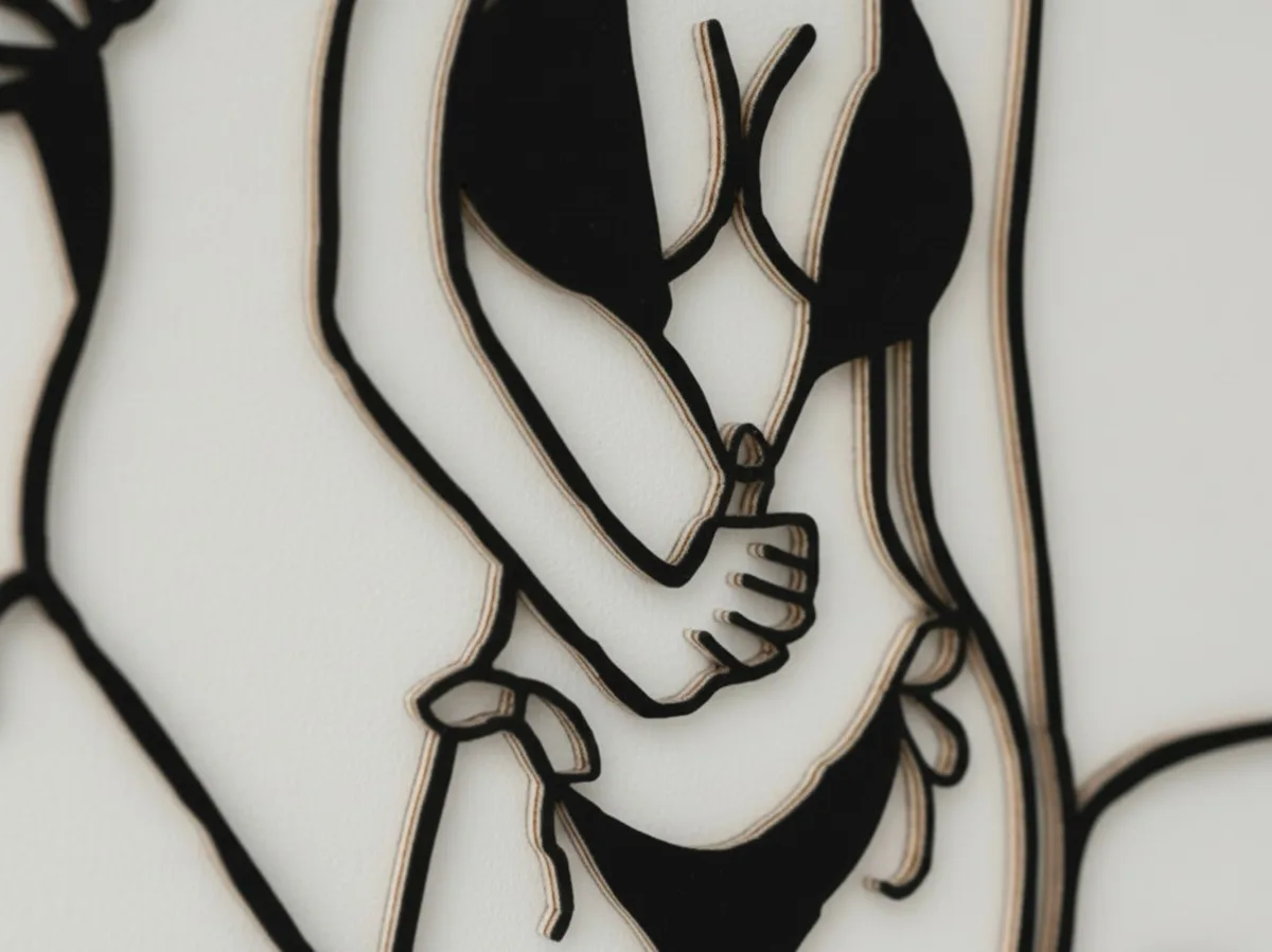 Drie vrouwen lijnkunst wandpaneel