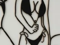 Drie vrouwen lijnkunst wandpaneel