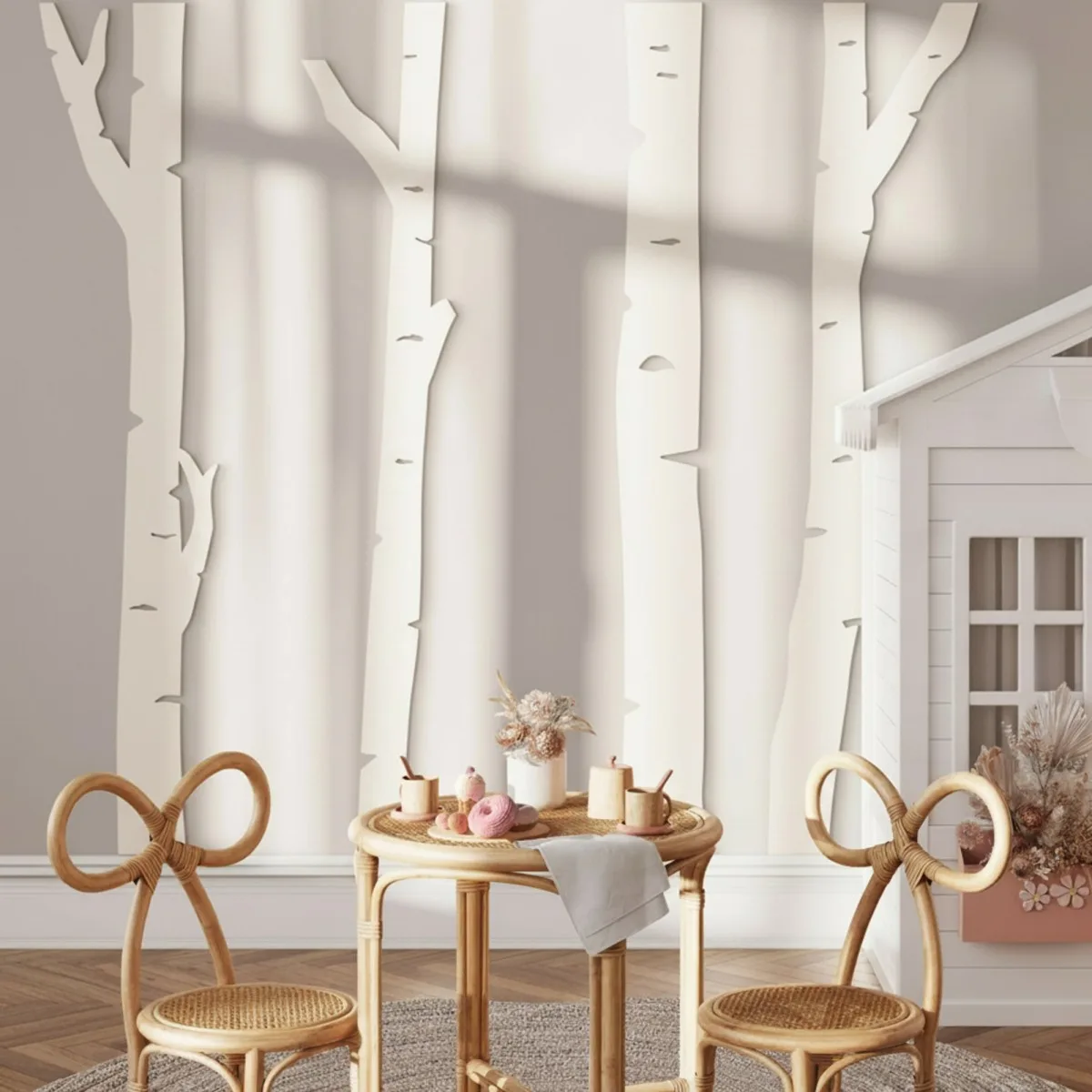 Birch Tree Forest Wall Decor – 4 Birch Trunks, Birch Plywood