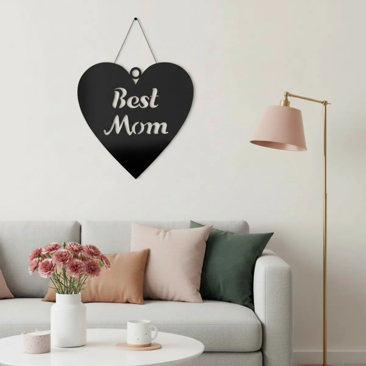 Déco murale en contreplaqué « Best Mom » en forme de cœur