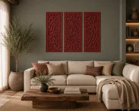 Triptych of Carved Wooden Decorative Panels