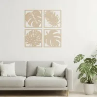 Déco murale Feuilles tropicales – Set de 4 – Bouleau