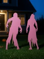 Couple de zombies Halloween pour jardin – Ensemble de 2 silhouettes en bois