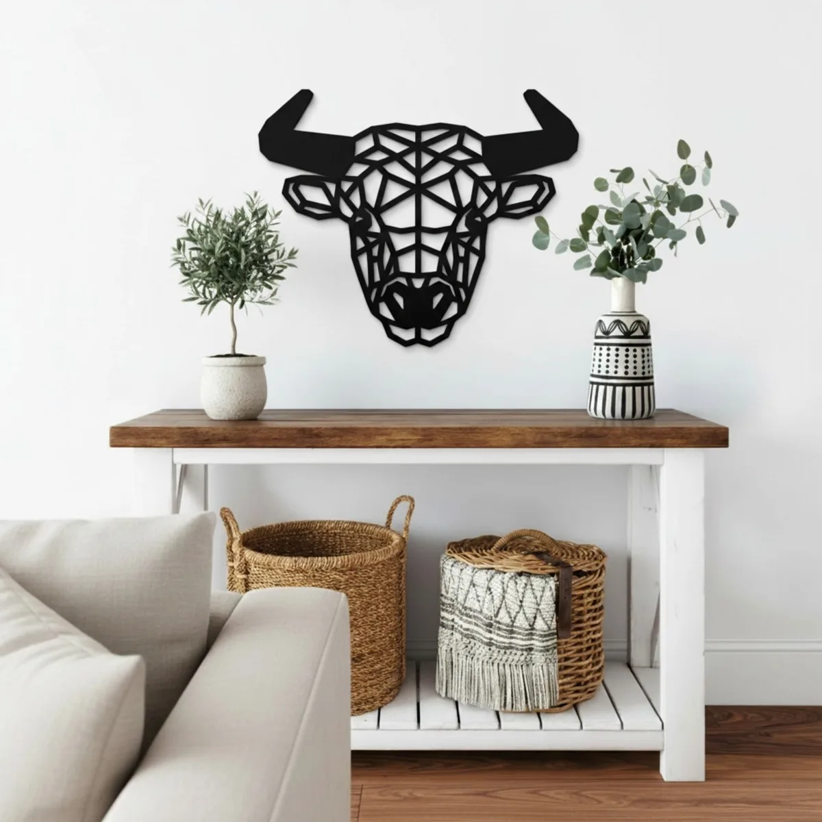 Wooden Origami Bull - Birch Plywood Wall Decor
