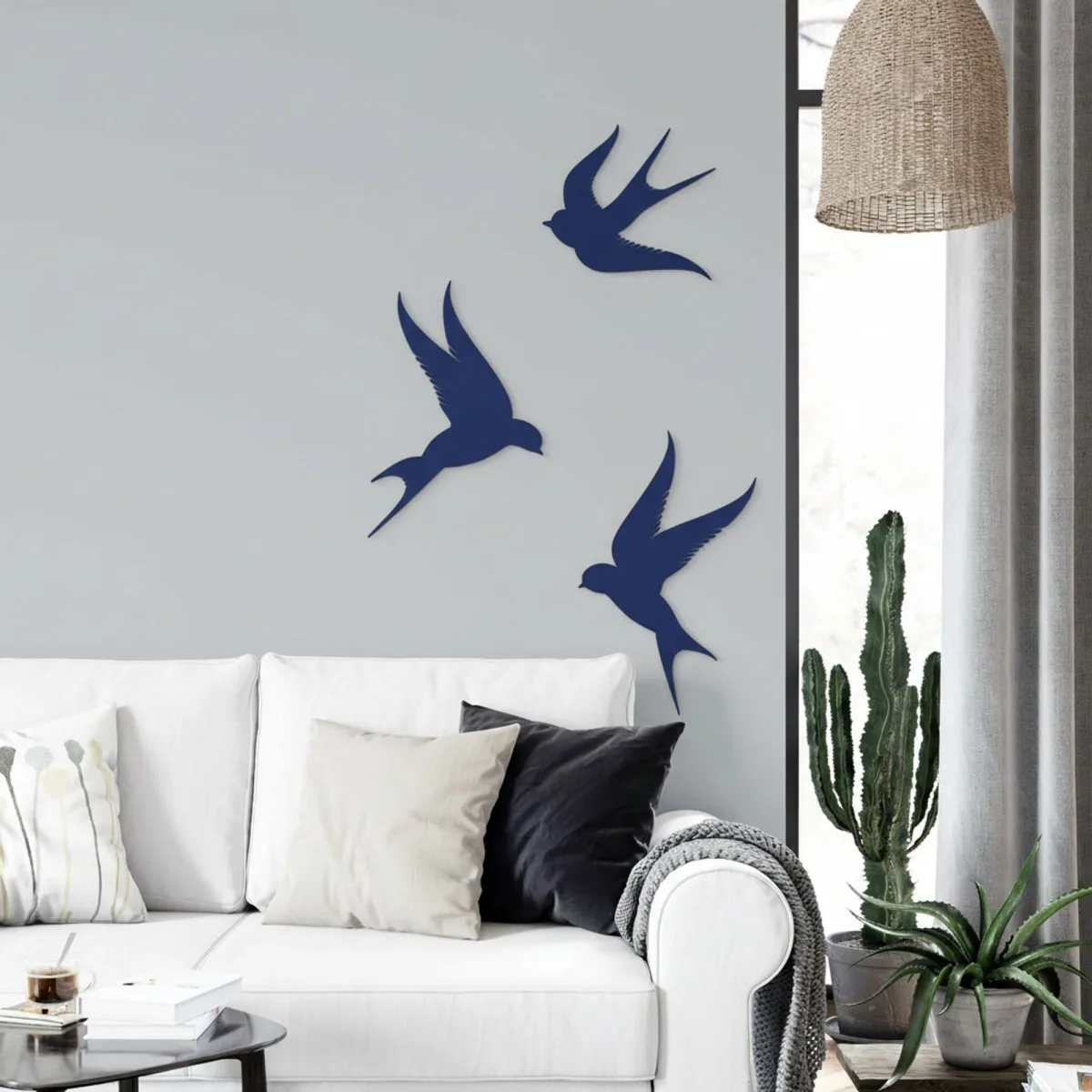 Déco murale en bois – Trio d'oiseaux – Contreplaqué de bouleau (3 pièces)