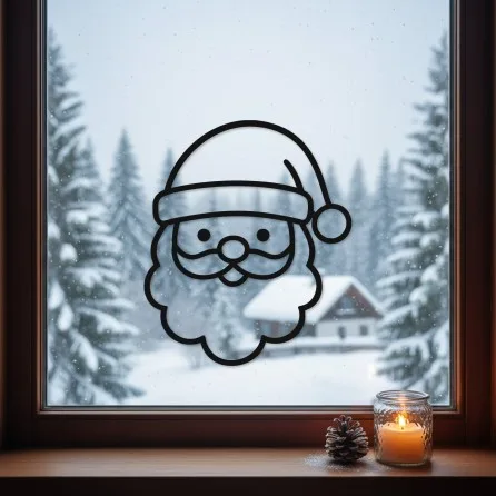 Kerstman hoofd lijntekening wanddecoratie – berkenmultiplex