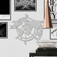 Wanddecoratie „Wereldkaart windstreken“ – berken multiplex