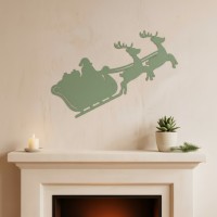 Traîneau du Père Noël – silhouette murale en contreplaqué de bouleau avec rennes