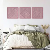 Mountain Wall Art Set, 3 Panels – Laser-Cut Birch Plywood, 64x20 cm