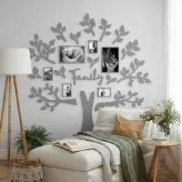 Family Tree Wall Decor XXL with 6 Photo Frames – Birch Plywood