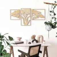 Houten wanddecoratie: Afrikaanse boom (3 delen) – Berken multiplex