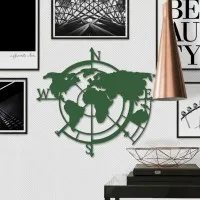 Wanddecoratie „Wereldkaart windstreken“ – berken multiplex