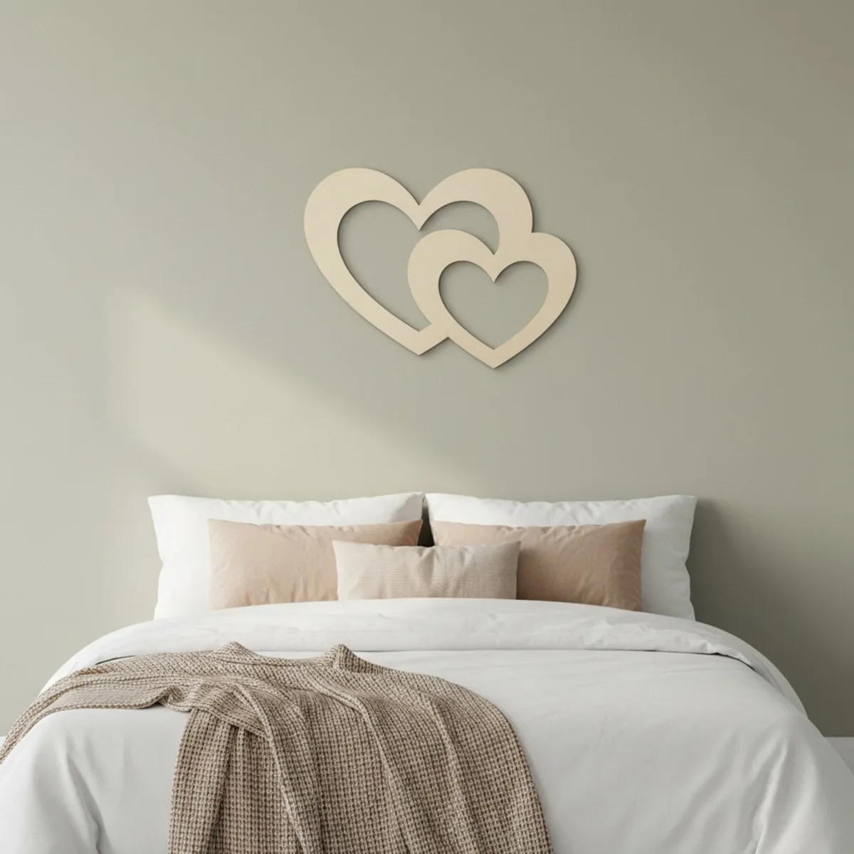 Houten decoratie - Twee harten