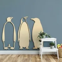 Décoration en bois - Pingouin (3 pièces) - Contreplaqué de bouleau