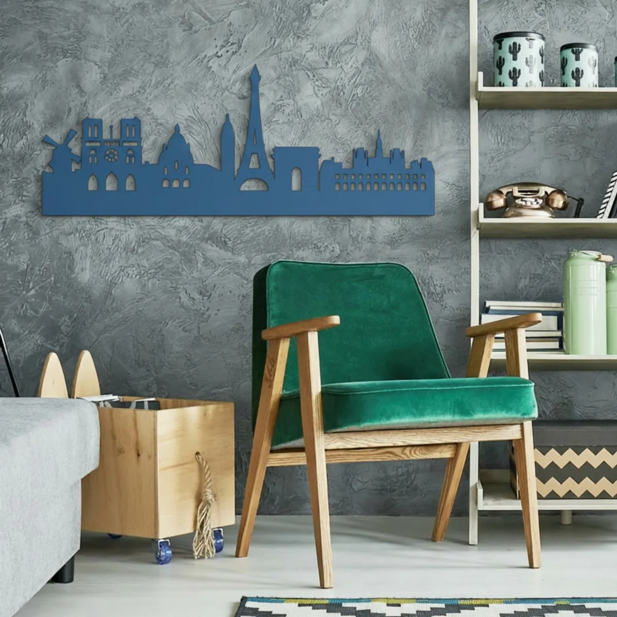 Paris Skyline Birch Plywood Wall Decor – Eiffel Tower Silhouette