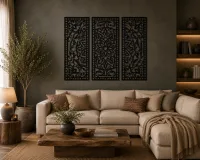 Triptych of Carved Wooden Decorative Panels