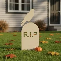 Halloween raaf grafsteen tuinsteker – RIP silhouet met raaf