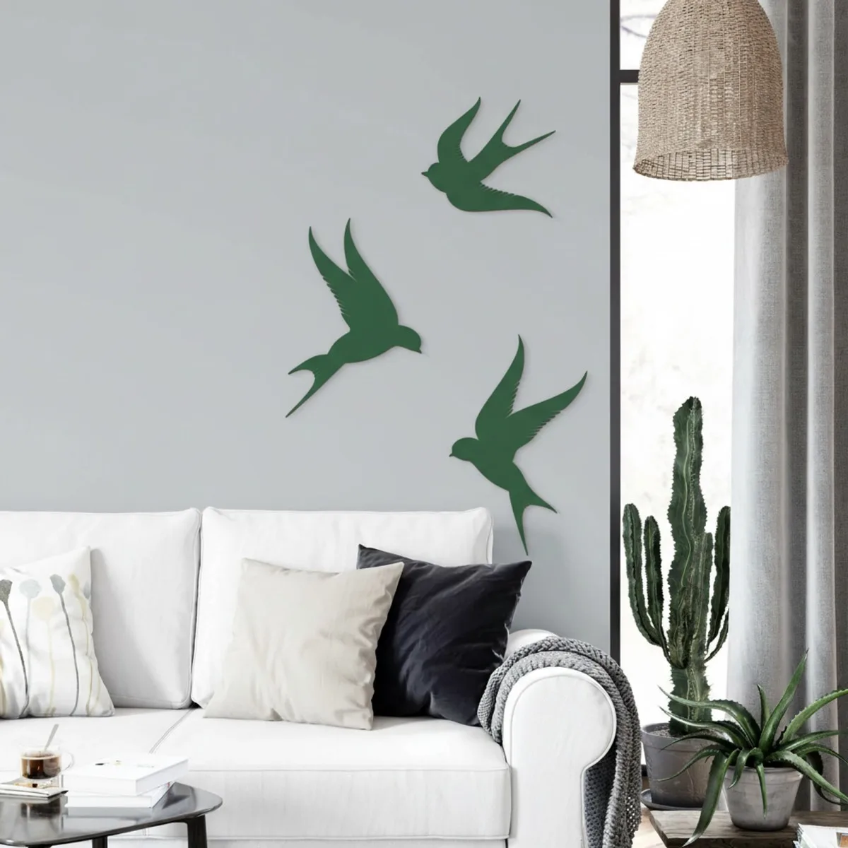 Déco murale en bois – Trio d'oiseaux – Contreplaqué de bouleau (3 pièces)