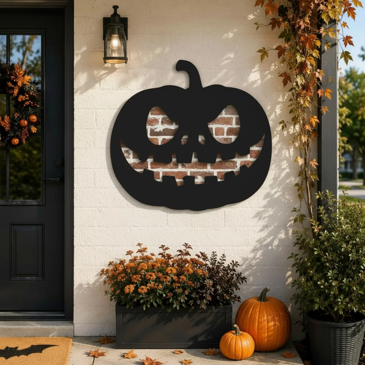 Halloween Kürbis Wandbild – Gruselige Jack-o'-Lantern Silhouette