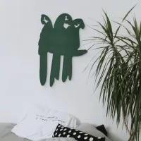 Décoration en bois - Trio de perroquets sur une branche - Contreplaqué de bouleau