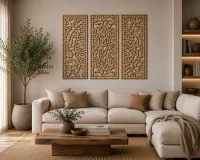 Triptych of Carved Wooden Decorative Panels