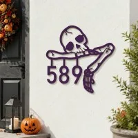 Halloween Skeleton House Number Sign – Custom Address Numbers, Skull & Bone