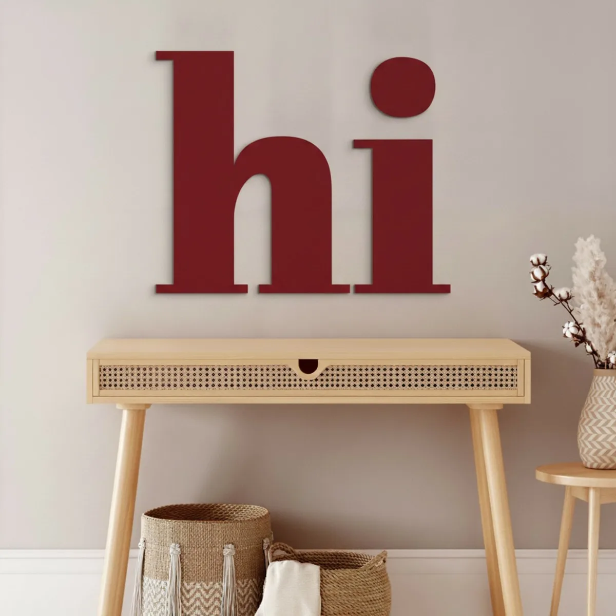 Enseigne Hi en contreplaqué de bouleau – déco murale 24x20 cm
